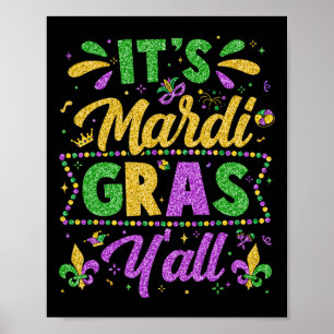 Poster Mardi Gras 2025 Camisas Homens Mulheres Crianças É