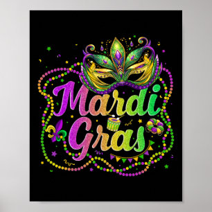 Poster Mardi Gras 2025 Homens Mulheres Crianças Miçangas