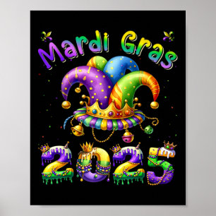 Poster Mardi Gras 2025 Jester Outfit Kids Meninos