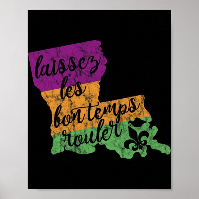 Poster Mardi Gras 2025 Laissez Les Bon Temps Rouler New O (Frente)