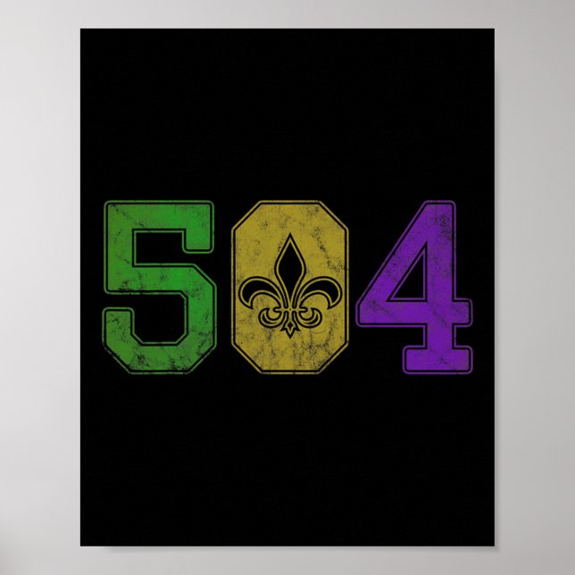 Poster Mardi Gras 504 Nola New Orleans Louisiana La (Frente)