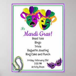 Poster Mardi Gras Activity Diretor Party para Mais velho