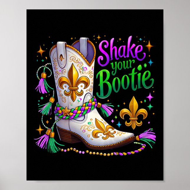 Poster Mardi Gras Agita Seu Carnaval De Boot Do Bead Boot (Frente)