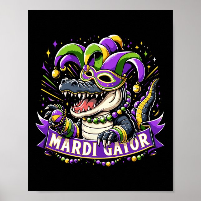Poster Mardi Gras Alligator Celebrador (Frente)