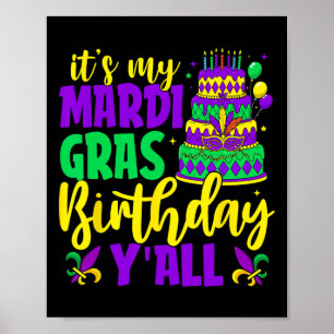 Poster Mardi Gras Aniversário É o meu aniversário do Mard