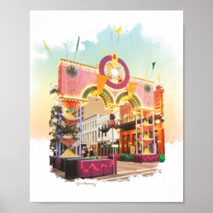 Poster Mardi Gras Arch Galveston, aquarela inspirada