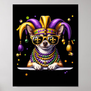 Poster Mardi Gras Bead Chihuahua Festival Carni