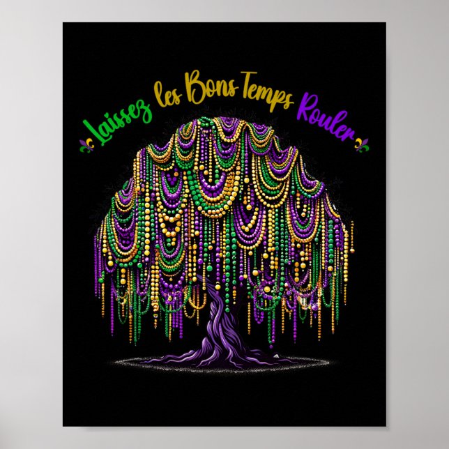 Poster Mardi Gras Bead Tree Carnaval Nova Orleans 2025 Pa (Frente)
