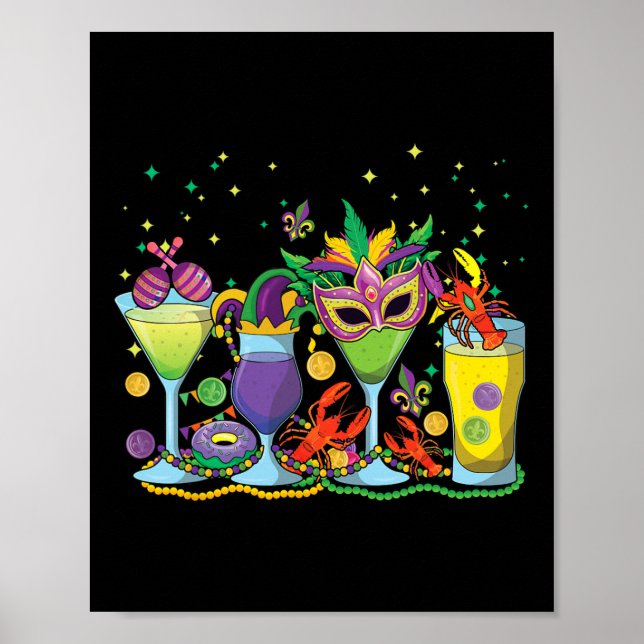 Poster Mardi Gras Bebe Miçangas do Partido Mardi Gras Mar (Frente)