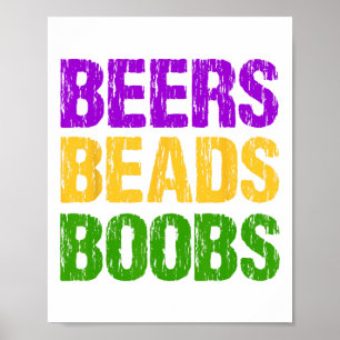 Poster Mardi Gras Beers Engraçadas Miçangas Vêm Tchau Div