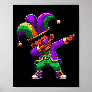 Poster Mardi Gras Black Boys Dabbing Funny Outfit Jester