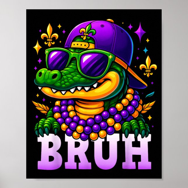 Poster Mardi Gras Bruh Mardigator Alligator Costume Teens (Frente)