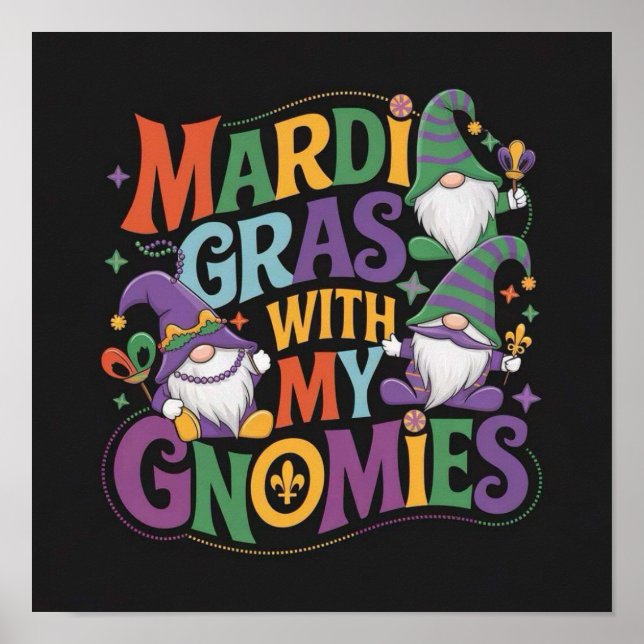 Poster Mardi Gras com meus GNOMES (Frente)