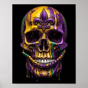 Poster Mardi Gras Costume Sugar Skull Carnaval Halloween