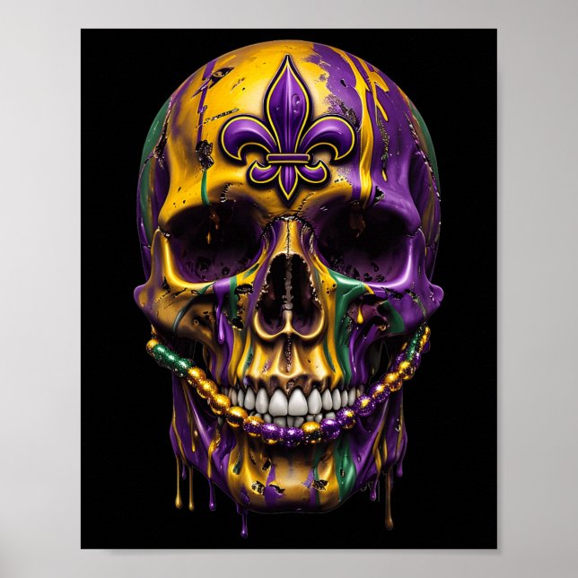 Poster Mardi Gras Costume Sugar Skull Carnaval Halloween (Frente)