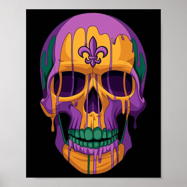 Poster Mardi Gras Costume Sugar Skull Carnaval Nova Orlea (Frente)