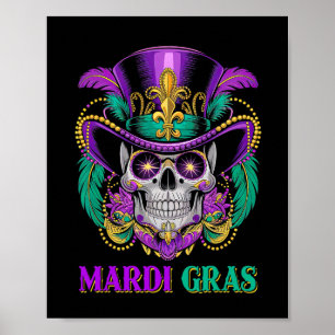 Poster Mardi Gras Costume Sugar Skull Carnaval Nova Orlea
