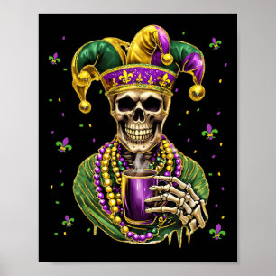 Poster Mardi Gras Costume Sugar Skull Carnaval Nova Orlea