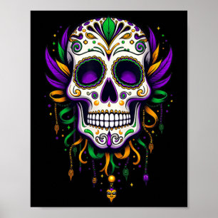 Poster Mardi Gras Costume Sugar Skull Carnaval Nova Orlea