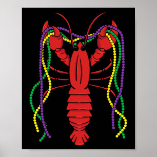 Poster Mardi Gras Crawfish Costume Carnaval Crayfish Cele