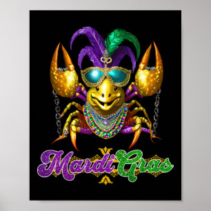 Poster Mardi Gras Crawfish Party Costume Máscara Penas