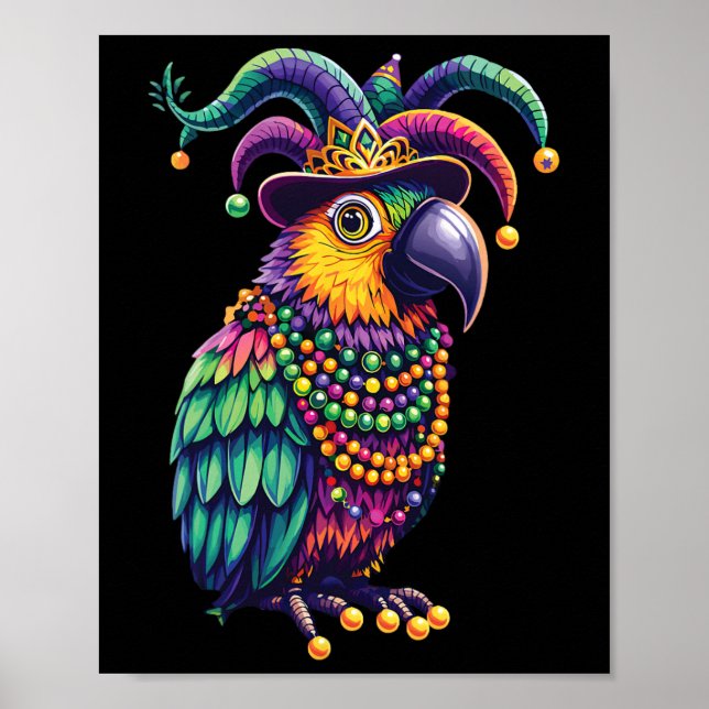 Poster Mardi Gras Cute Parrot Mask Costume Mulheres G (Frente)