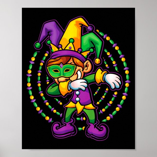 Poster Mardi Gras Dabbing Boys Kids Gift Funny New Orlean (Frente)