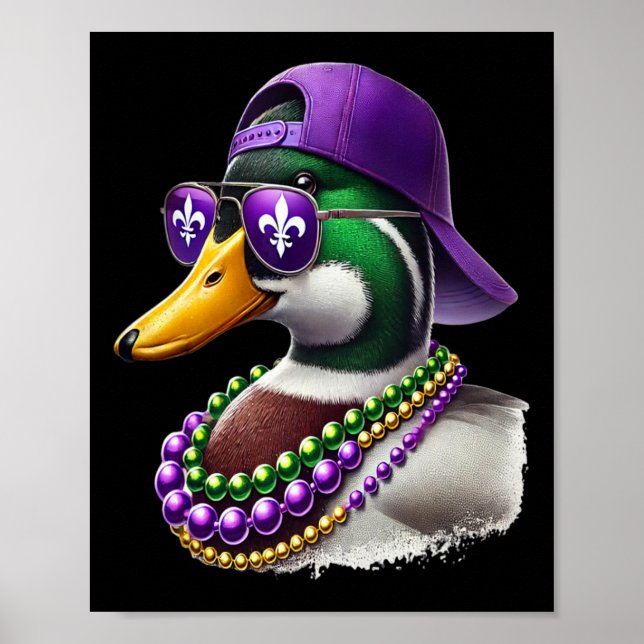 Poster Mardi Gras Duck Caçando Mardi Gras Costume Mulhere (Frente)
