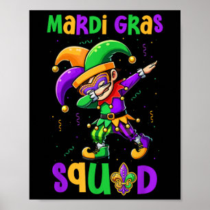 Poster Mardi Gras Esquadrão Dabbing Kid Boy mascarado Jes