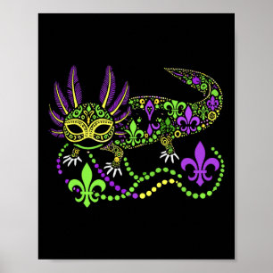 Poster Mardi Gras Festival de Carnaval Engraçado Axolotl