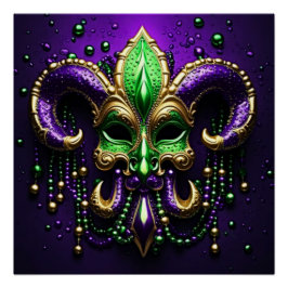 Pôster Mardi Gras Fleur De Lis Design