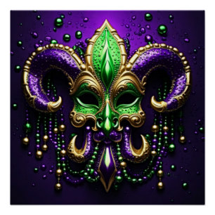Pôster Mardi Gras Fleur De Lis Design