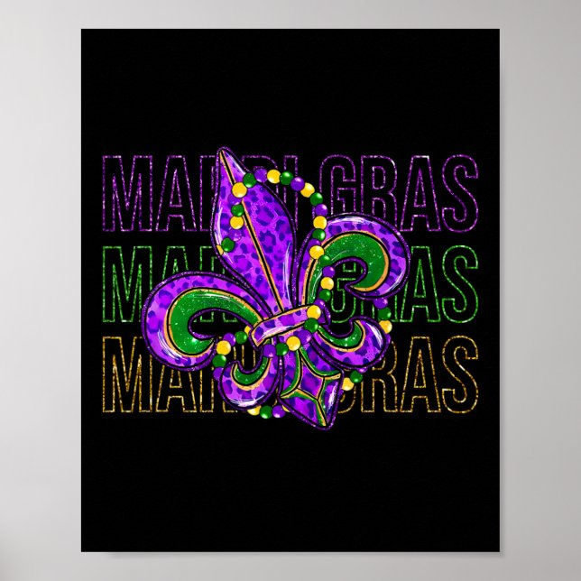 Poster Mardi Gras Fleur De Lis Símbolo Carnaval de Louisi (Frente)