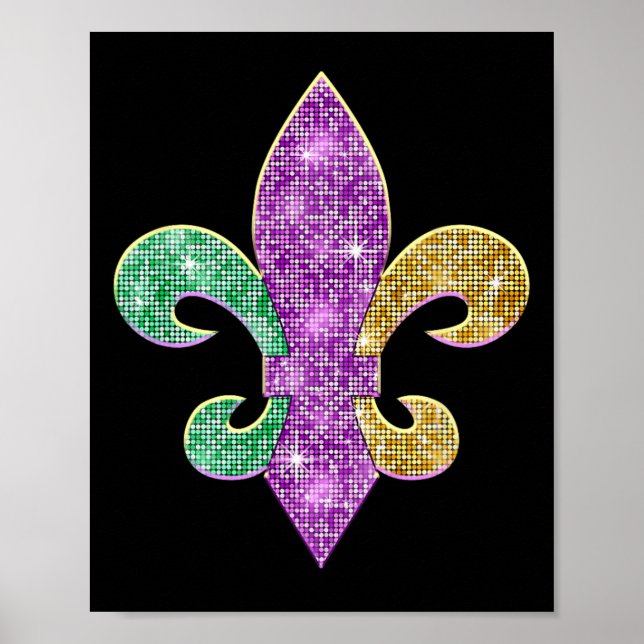 Poster Mardi Gras Fleur De Lis Símbolo Carnaval de Louisi (Frente)