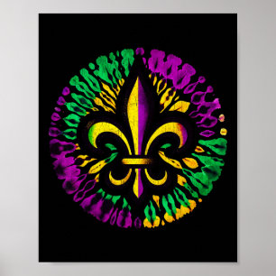 Poster Mardi Gras Fleur De Lis Tie Dye Men Carnaval de mu
