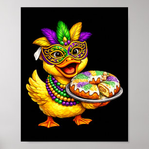 Poster Mardi Gras Frango Amarelo Patinho Máscara de Pato