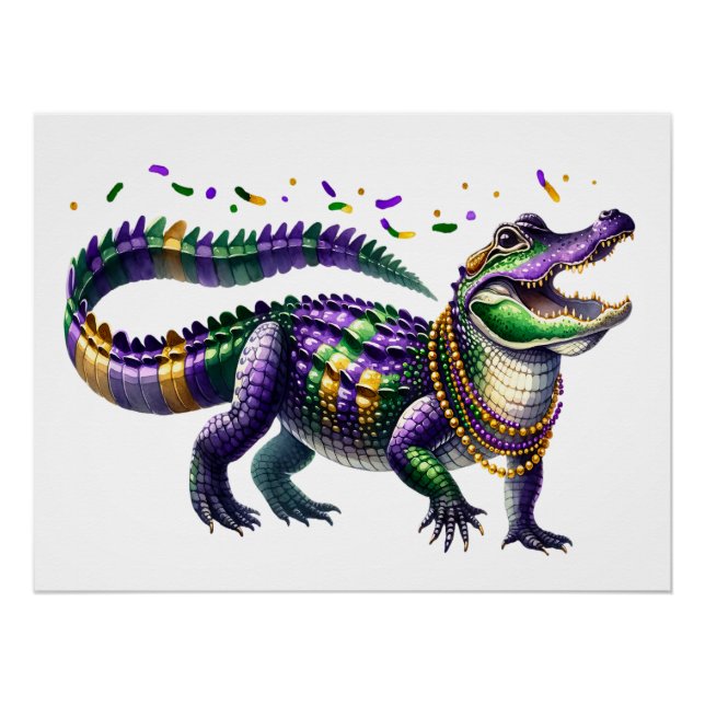 Pôster Mardi Gras Gator (Frente)
