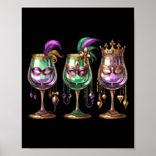 Poster Mardi Gras Gl Do Festival De Vinho De Bebendo Engr