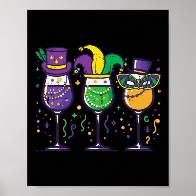 Poster Mardi Gras Gl Funny Fat Terça Festa de Carnaval Mã (Frente)