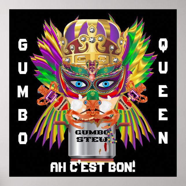 Pôster Mardi Gras Gumbo Queen Ver Dicas por favor (Frente)