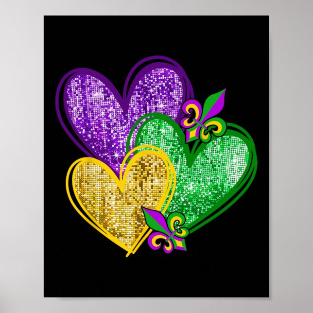 Poster Mardi Gras Heart Fleur-de-lis Symbol Men (Frente)