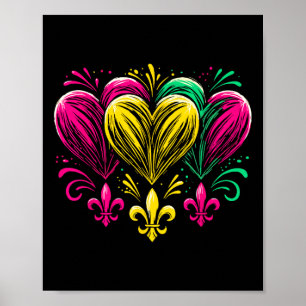 Poster Mardi Gras Hearts Cute Outfit Women Girls 2025 Mar