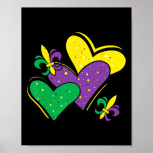 Poster Mardi Gras Hearts Outfit Women Raparigas Crianças