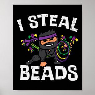 Poster Mardi Gras I Roubar Miçanga Ninja Toddler Boys T