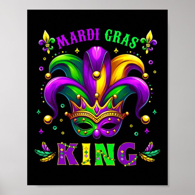 Poster Mardi Gras King Diversão Mardi Gras Carnaval 2025  (Frente)