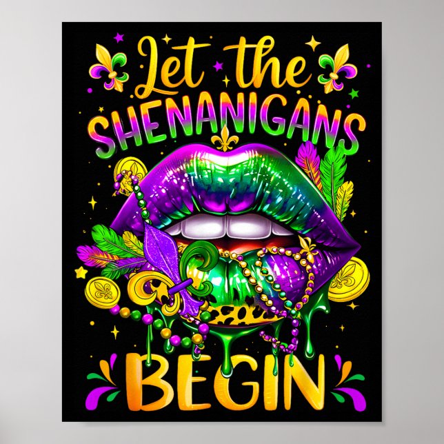 Poster Mardi Gras Let The Shenanigans Begin Lips New Orle (Frente)