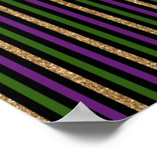 Poster Mardi Gras - Linhas Verticais Ouro Glitter NOLA