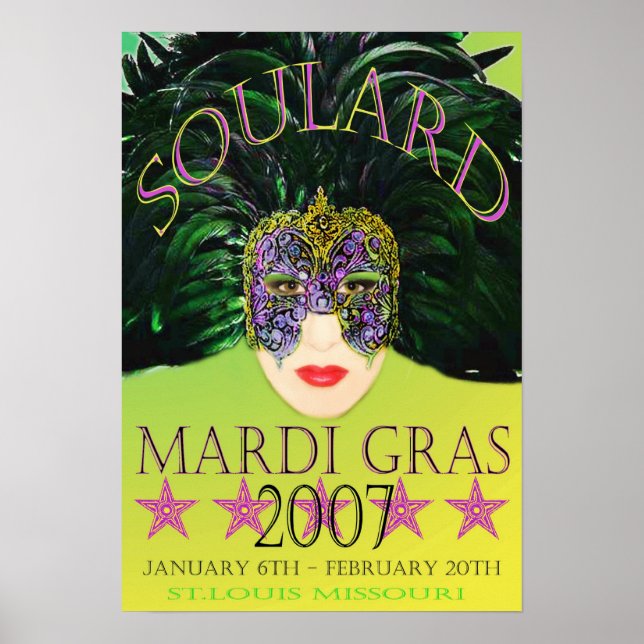 Poster Mardi Gras Máscara 2007 Rua. Louis (Frente)