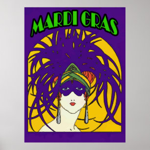 Poster Mardi Gras Mascarada Mulher