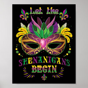 Poster Mardi Gras Mask Costume Que Os Shenanigans Comecem